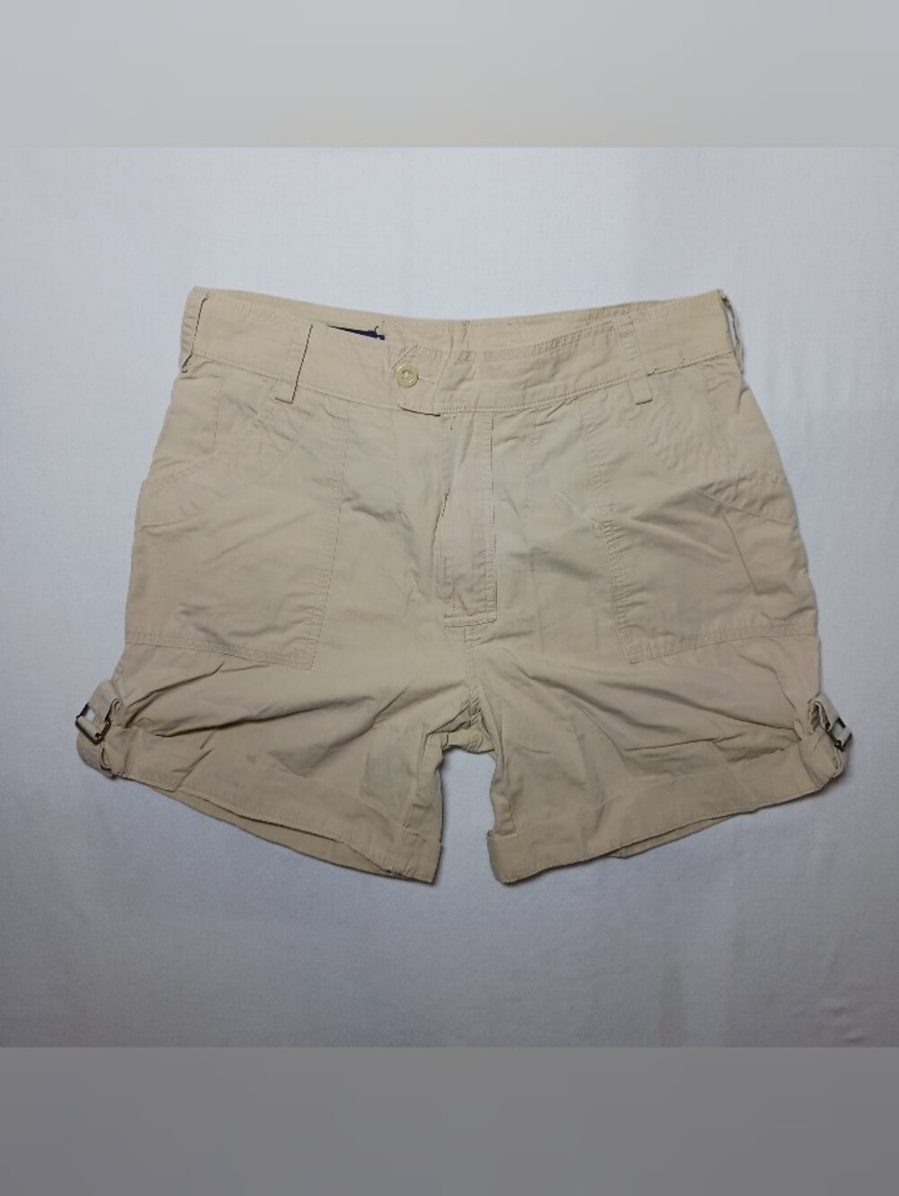Ralph Lauren Sport Womens Utility Cotton Shorts Size 10 Beige Cuffed 32X6